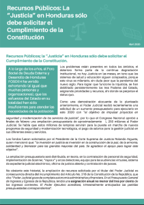 Recursos Públicos: La “Justicia” en Honduras sólo debe solicitar el Cumplimiento de la Constitución