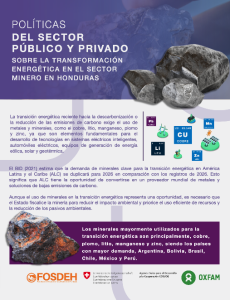 Políticas del Sector Público y Privado sobre la Transformación Energética en el Sector Minero en Honduras